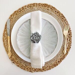 Elegant Rose Napkin Rings – Satin Silver Handmade - Wedding Party Event Planner